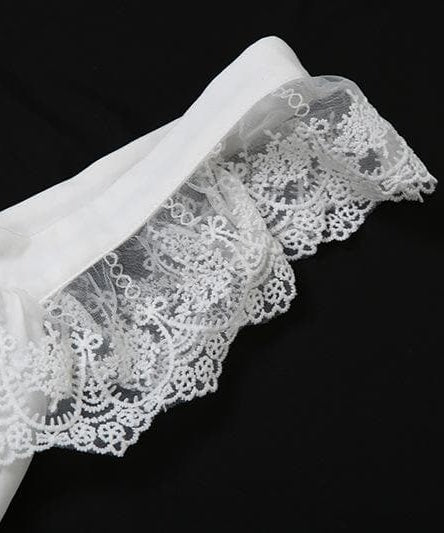 Dreamy White Satin & Lace Babydoll Chemise with Black Ribbon Bow – Elegant Fall Loungewear & Holiday Gift