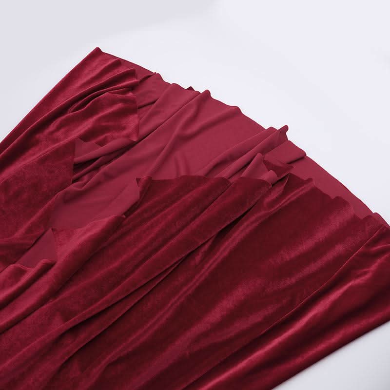 Sultry Red Velvet Off-Shoulder Lace Maxi Gown | High Slit Evening & Holiday Party Dress