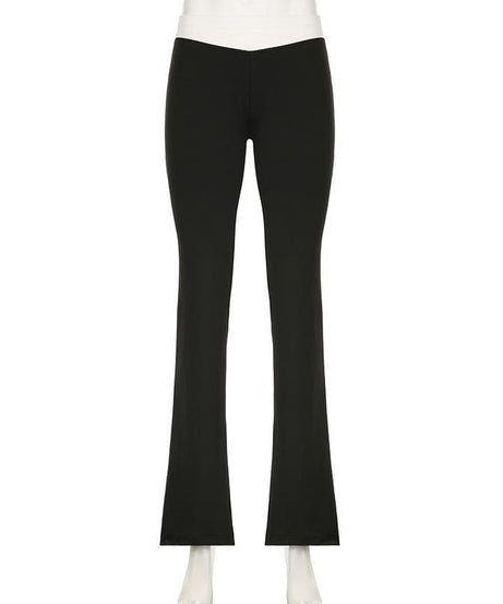 Chic V-Waist Flare Leggings for Women | High-Rise Black Yoga Pants for Fall