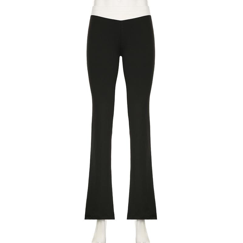 Chic V-Waist Flare Leggings for Women | High-Rise Black Yoga Pants for Fall