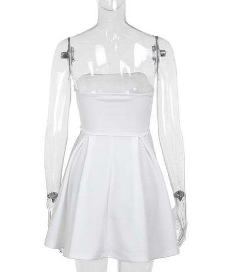 Chic White Strapless Pleated Mini Dress | Effortless Fall Getaway & Party Style