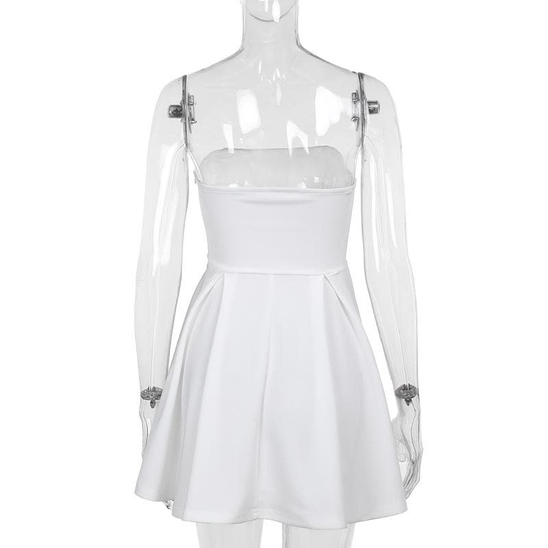 Chic White Strapless Pleated Mini Dress | Effortless Fall Getaway & Party Style