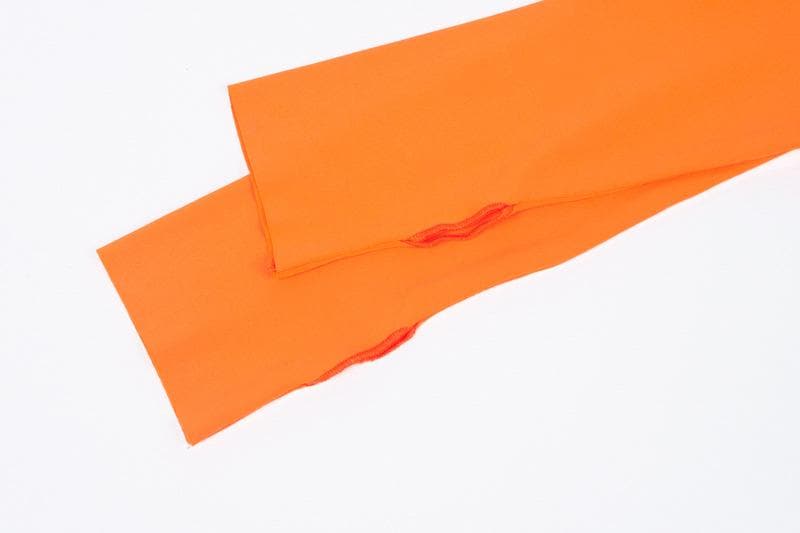 Vibrant Orange Long Sleeve U-Neck Bodysuit with Thumbholes – Seamless Fall & Halloween Essential