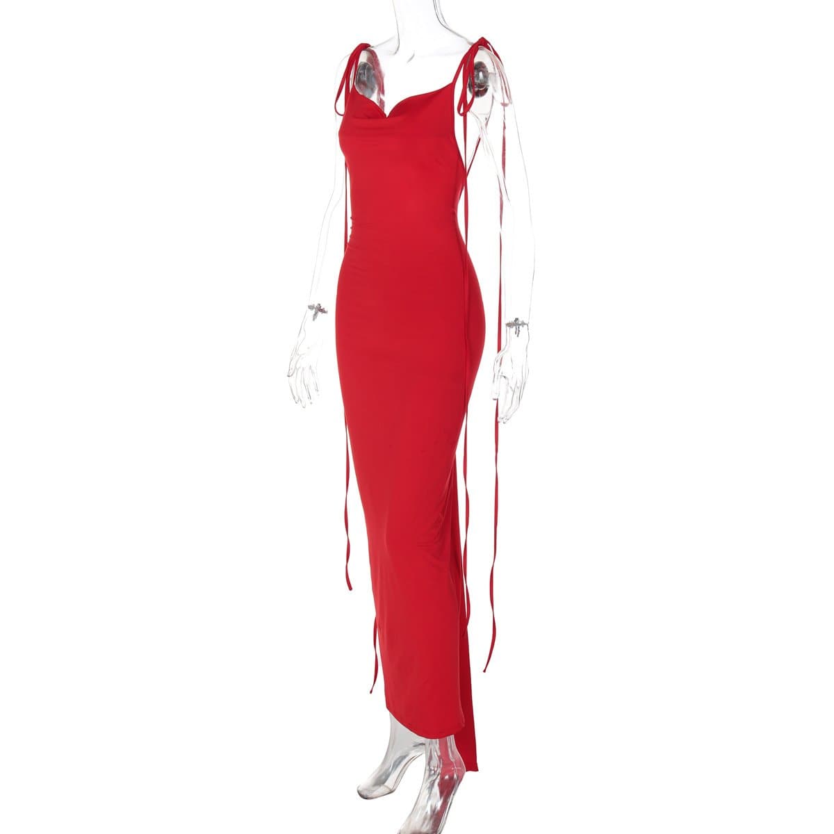 The Scarlet Rose Self-Tie Open Back Maxi Gown - Fall & Holiday Gala Ready