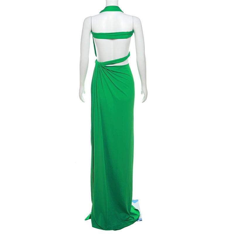 Show-Stopping Emerald Green Halter Cutout Maxi Dress - Your Ultimate Holiday Party & Getaway Glam