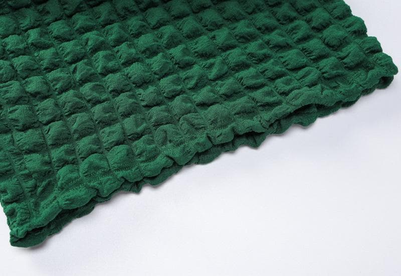 Emerald Elegance: Fall Waffle Knit High Neck Midi Dress with Adjustable Side Lace-Up – Perfect for Holiday Season