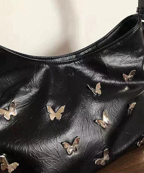 Whimsical Butterfly Charm Vegan Leather Shoulder Bag – Chic Fall Hobo Style