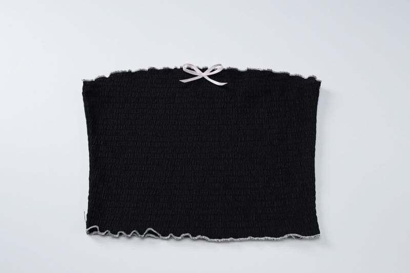 Coquette Chic Black Ruffle Mini Set - Bowknot Tube Top & Tiered Shorts for Fall Parties