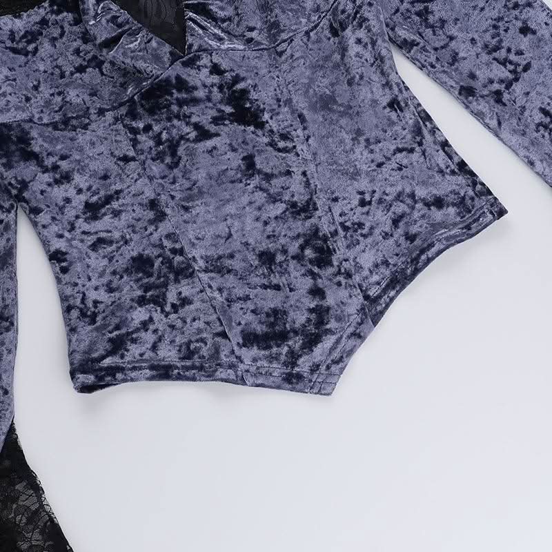 Midnight Plum Velvet & Lace Off-Shoulder Top - Your Essential Fall & Holiday Statement Piece