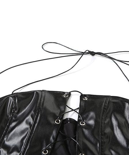 Fierce Faux Leather Lace-Up Corset Top & Shorts Set - Your Ultimate Fall & Halloween Party Look