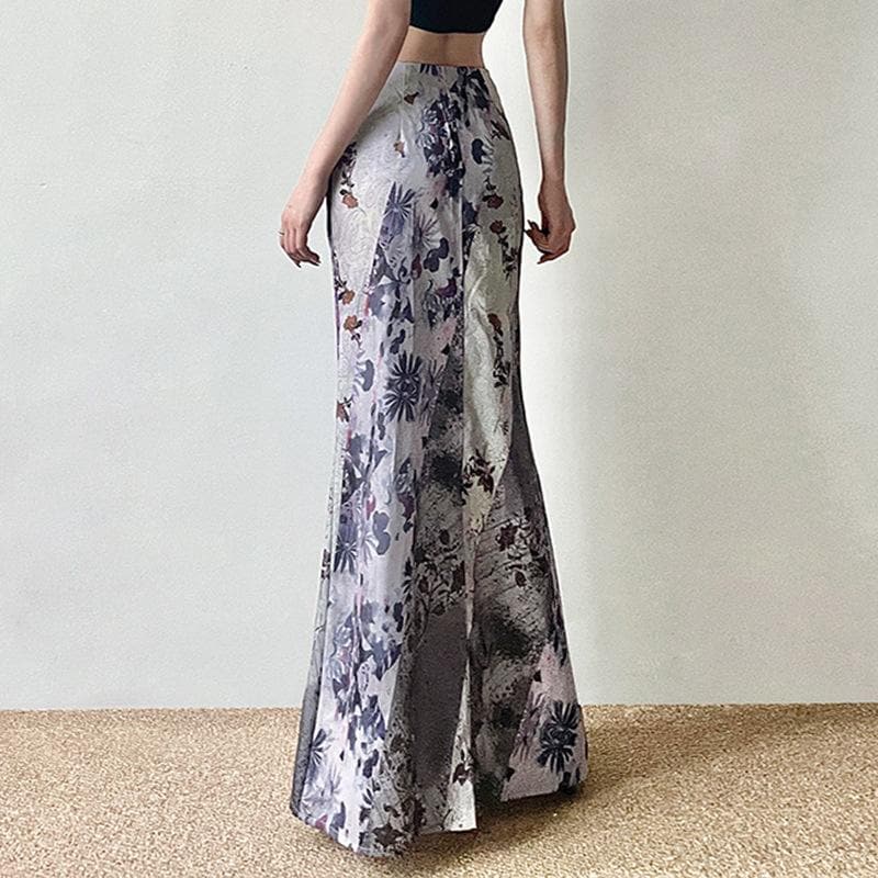 Bohemian Dream Fall Floral Patchwork Maxi Skirt for Women