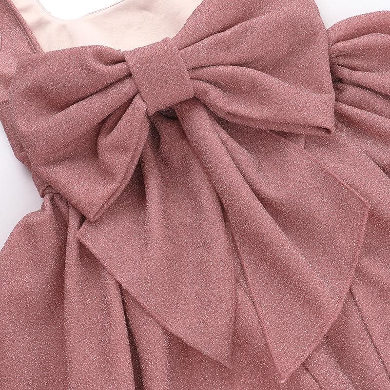 Glam Pink Shimmer Mini Dress - Square Neck A-Line for Fall & Holiday Parties