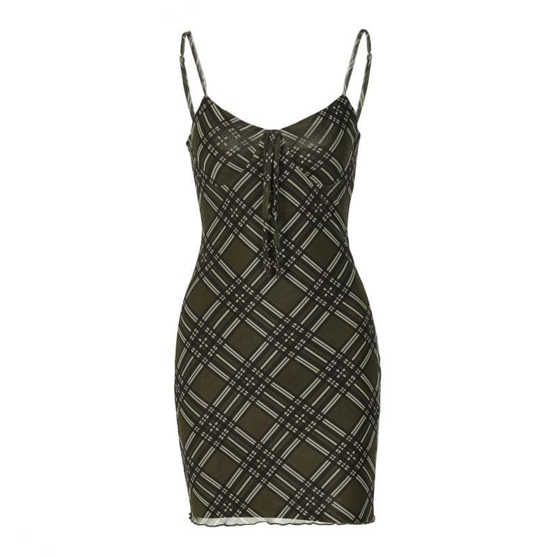 Effortless Autumn Plaid Tie-Front Bodycon Mini Dress | Chic Fall Style