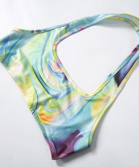 Vibrant Swirl Halter Crop Top & Shorts Set | Trendy Fall Athleisure for Women