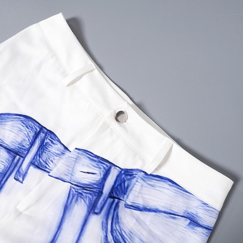 The Illusionist Sketch Print Flare Pants - Unique Art-Inspired Fall Fashion for Women