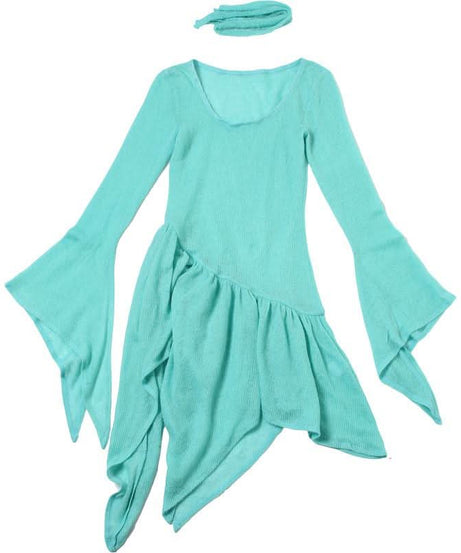 Enchanting Aqua Ruffle Knit Mini Dress - Whimsical Asymmetrical Fall Tunic