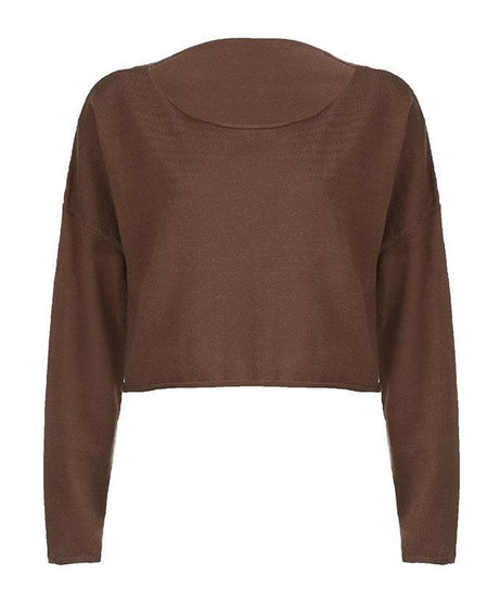 Cozy Mocha Knit Cropped Sweater – Your Chic Fall & Winter Essential