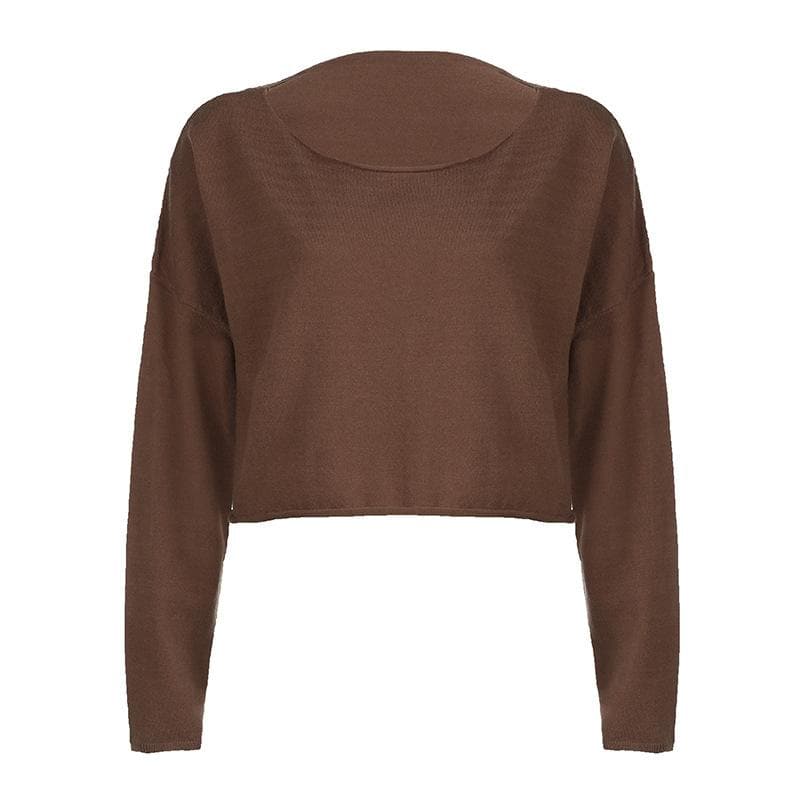 Cozy Mocha Knit Cropped Sweater – Your Chic Fall & Winter Essential