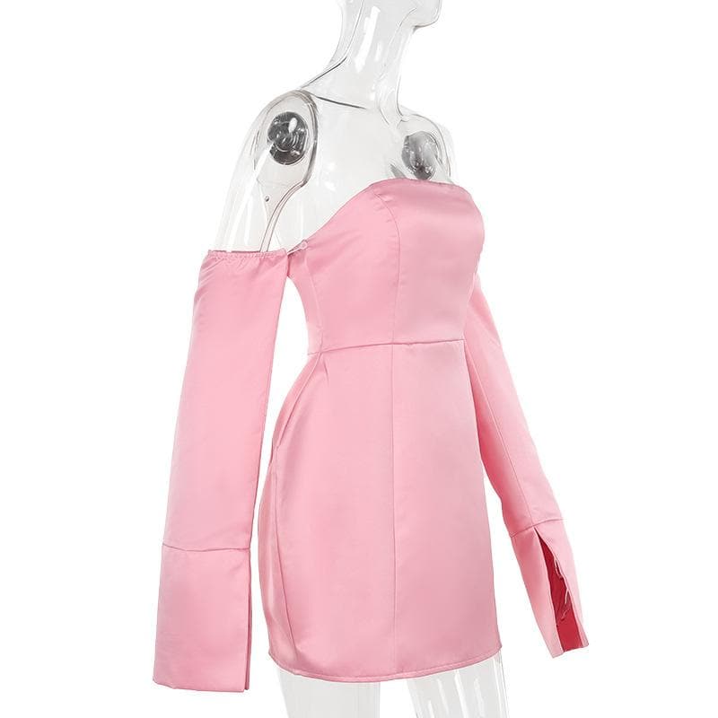 Barbiecore Pink Strapless Mini Dress with Detachable Sleeves | Holiday Party Ready