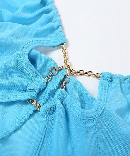 Ocean Mist Chain Halter Cutout Maxi Dress - Your Glamorous Statement for Holiday Parties & Tropical Getaways