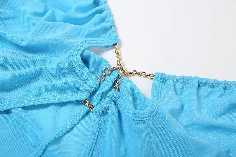 Ocean Mist Chain Halter Cutout Maxi Dress - Your Glamorous Statement for Holiday Parties & Tropical Getaways