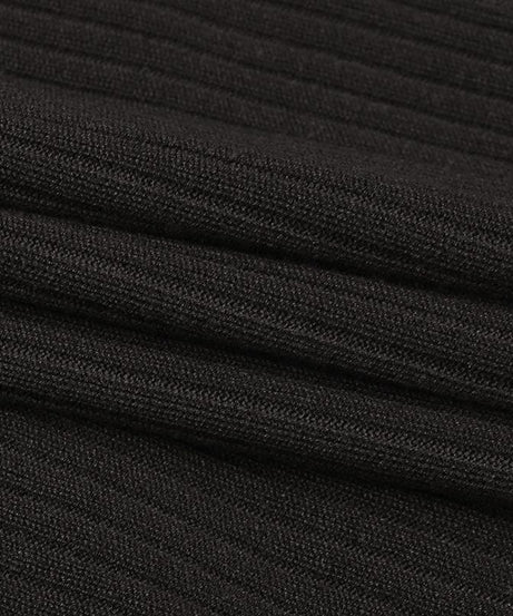 Elevated Fall Style: Ribbed Knit Wrap Midi Dress - Long Sleeve V-Neck Collar & Asymmetrical Hem