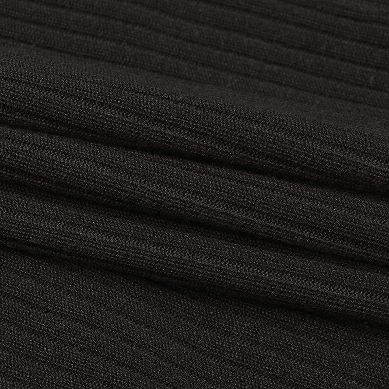 Elevated Fall Style: Ribbed Knit Wrap Midi Dress - Long Sleeve V-Neck Collar & Asymmetrical Hem