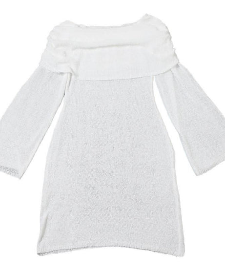 Effortlessly Chic White Off-Shoulder Knit Mini Dress – Your Fall & Holiday Essential