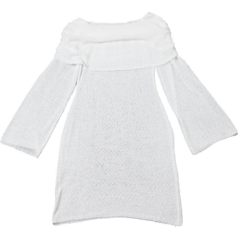 Effortlessly Chic White Off-Shoulder Knit Mini Dress – Your Fall & Holiday Essential