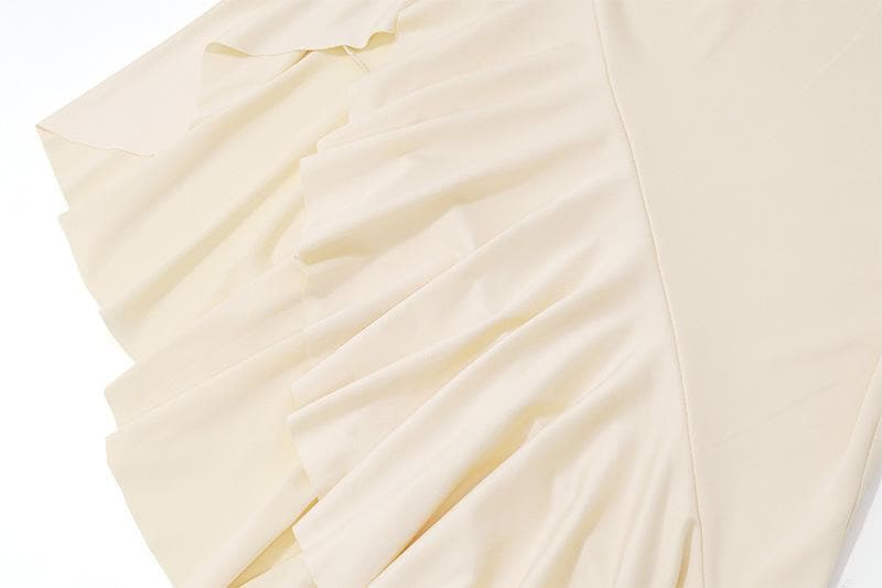 Autumn Glam Asymmetrical Ruffle Midi Skirt - Chic Ruched High-Low Style