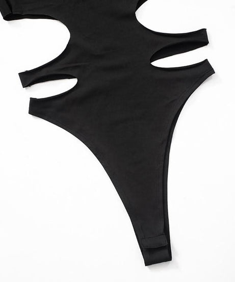 Daring Black High-Neck Cut-Out Jumpsuit - Edgy Fall & Halloween Party Style