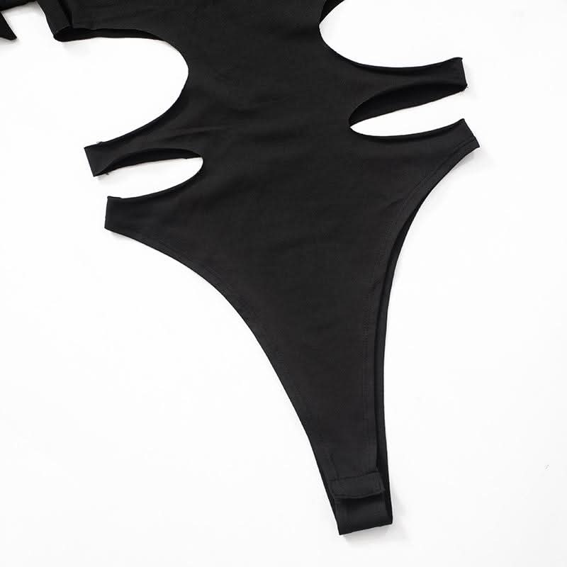 Daring Black High-Neck Cut-Out Jumpsuit - Edgy Fall & Halloween Party Style