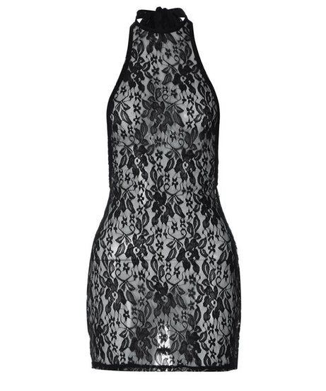 Bewitching Black Lace Halter Mini Dress - Your Secret to Sizzling Autumn Nights & Halloween Charm