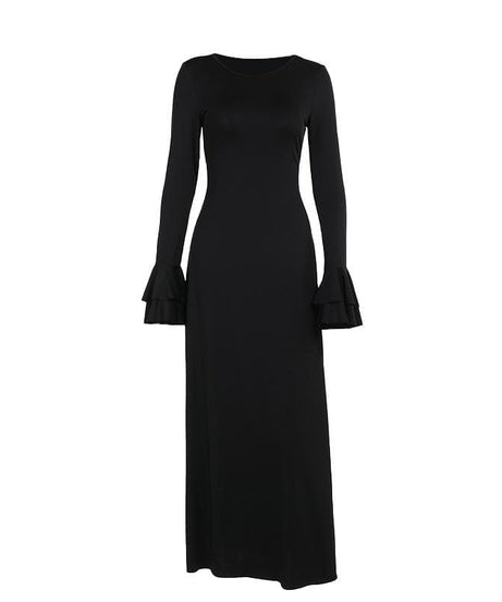 Chic Black Ruffle Sleeve Maxi Dress - Your Go-To for Fall & Holiday Parties