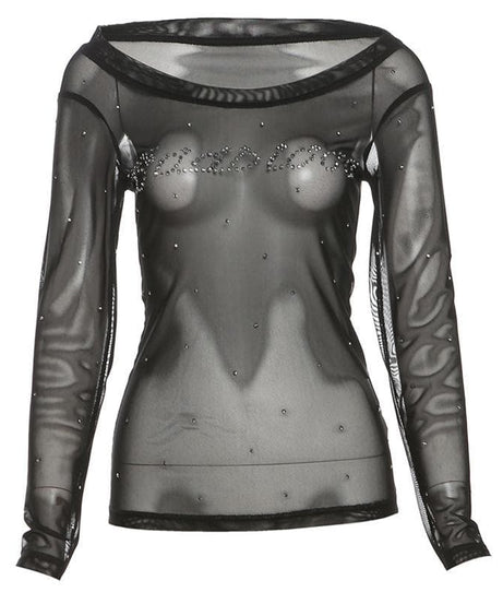 Sparkle & Sheer Off-Shoulder Top: Your Daring Fall & Holiday Statement Piece