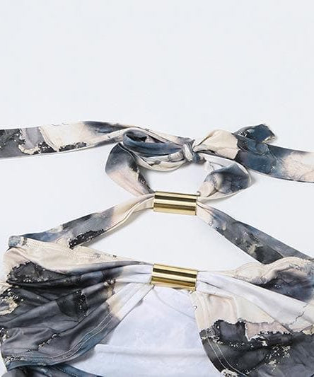 Statement Halter Cut-Out Midi Dress with Metallic Hardware – The Ultimate Fall Party Look