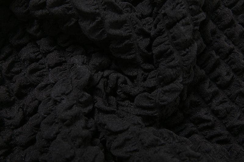 Cozy Chic Black Popcorn Texture Open Back Mini Dress - Fall & Holiday Ready