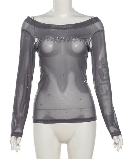 Sparkle & Sheer Off-Shoulder Top: Your Daring Fall & Holiday Statement Piece