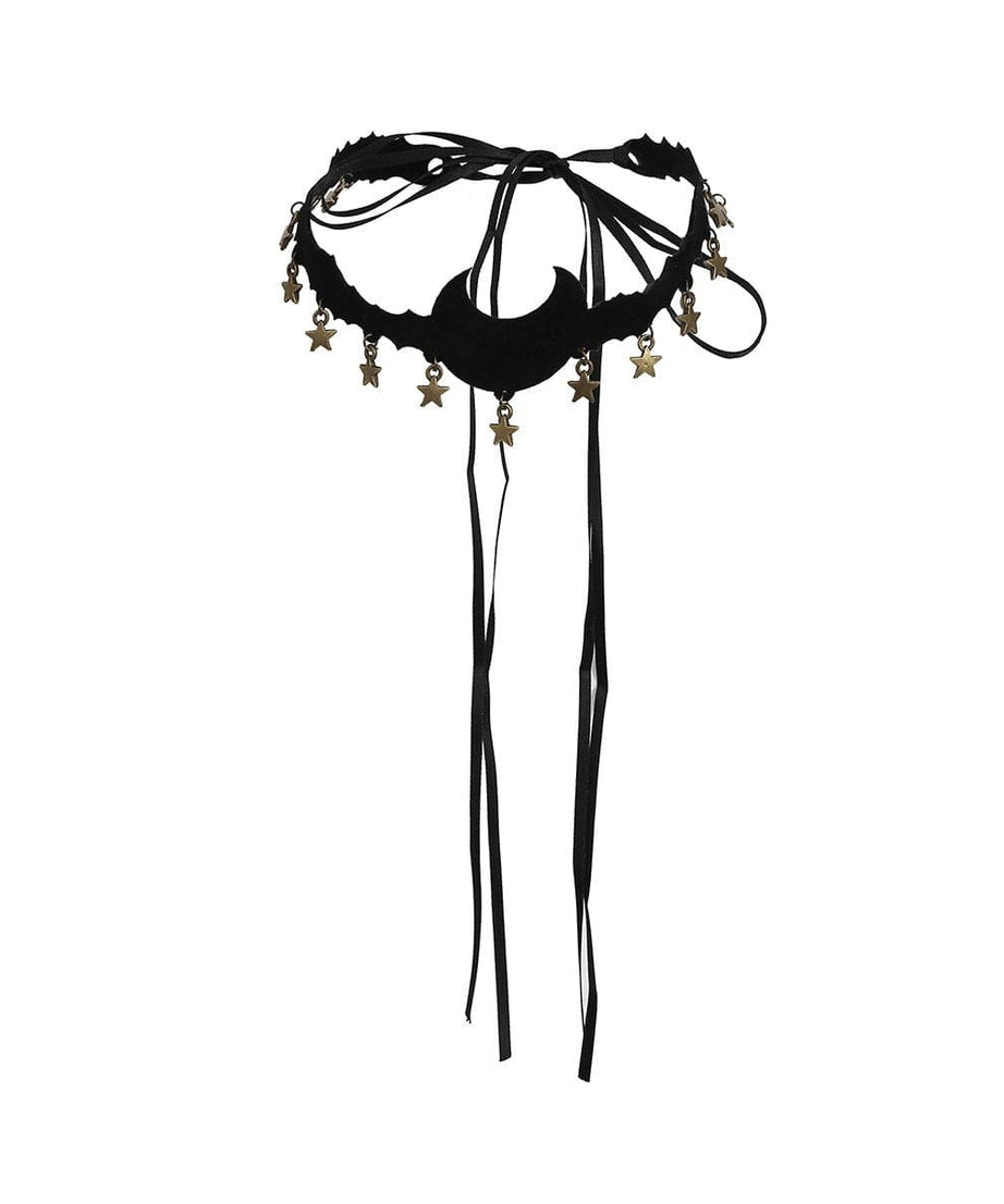 Enchanting Gothic Celestial Velvet Moon & Stars Choker Necklace - Halloween & Fall Fashion Must-Have