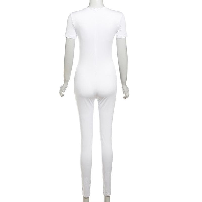 Halloween Ready! Edgy Corset Lace-Up Illusion Print Zip-Up Jumpsuit - Y2K Grunge Bodycon