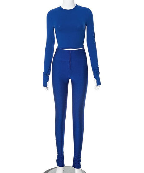 Royal Blue Long Sleeve High-Waist Legging Set - Your Go-To Fall Athleisure & Lounge Staple