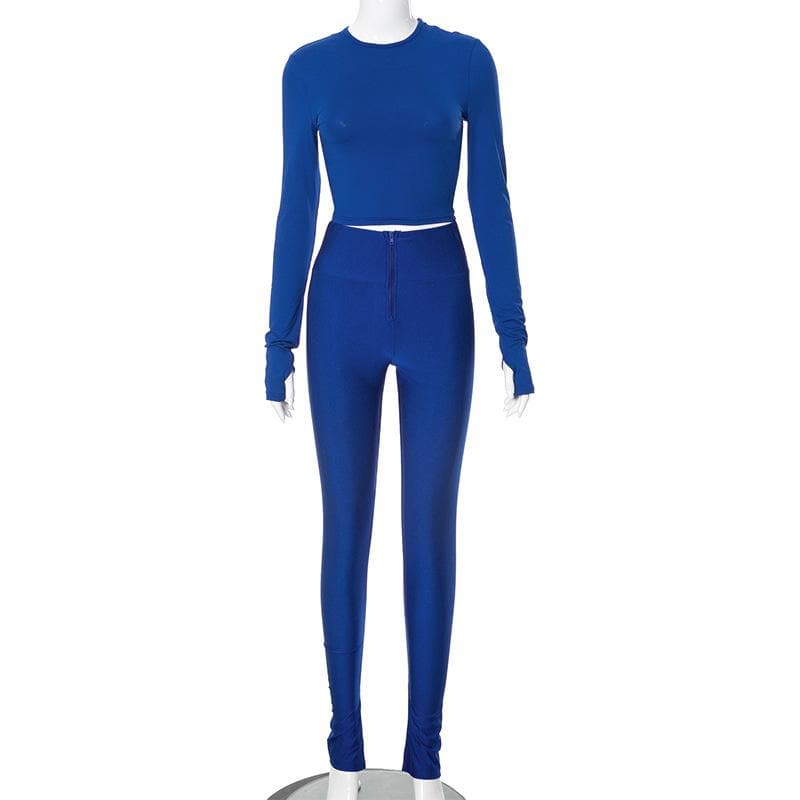 Royal Blue Long Sleeve High-Waist Legging Set - Your Go-To Fall Athleisure & Lounge Staple