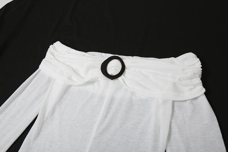 Sultry Sheer Off-Shoulder O-Ring Maxi Dress - Fall Party & Halloween Ready