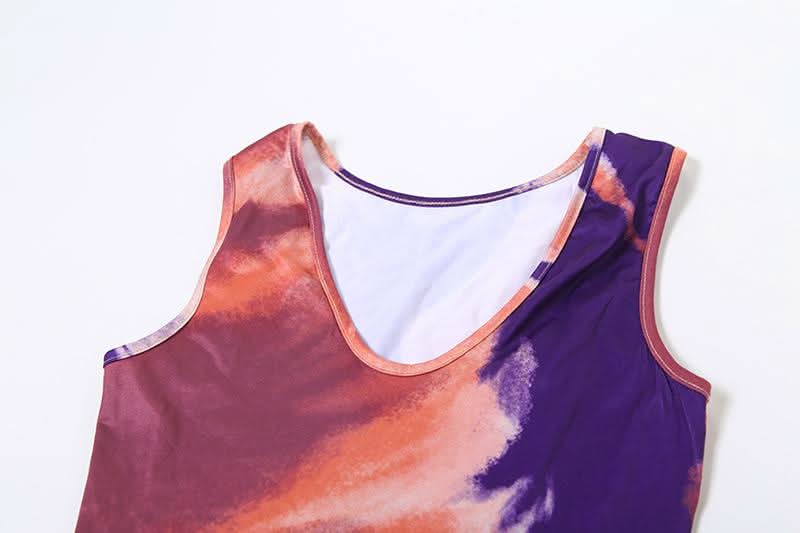 Mystic Hues Abstract Art Bodycon Mini Dress - Sleeveless Fall Statement