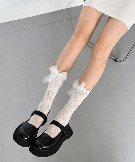 Delicate Sparkle Bow Sheer Ankle Socks | Fall Gothcore & Dark Academia Style