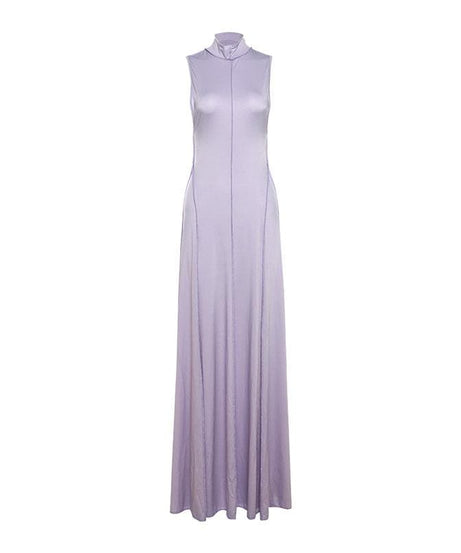 Women's Lavender Mock Neck Maxi Dress | Elegant Stitch Detail, Fall & Holiday Ready