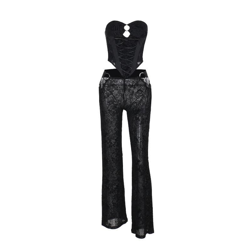 Velvet O-Ring Corset & Cut-Out Pant Set: Your Edgy Fall & Holiday Night Out Look