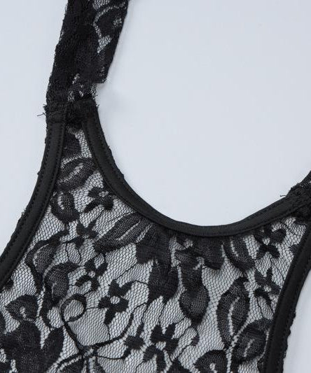 Bewitching Black Lace Halter Mini Dress - Your Secret to Sizzling Autumn Nights & Halloween Charm