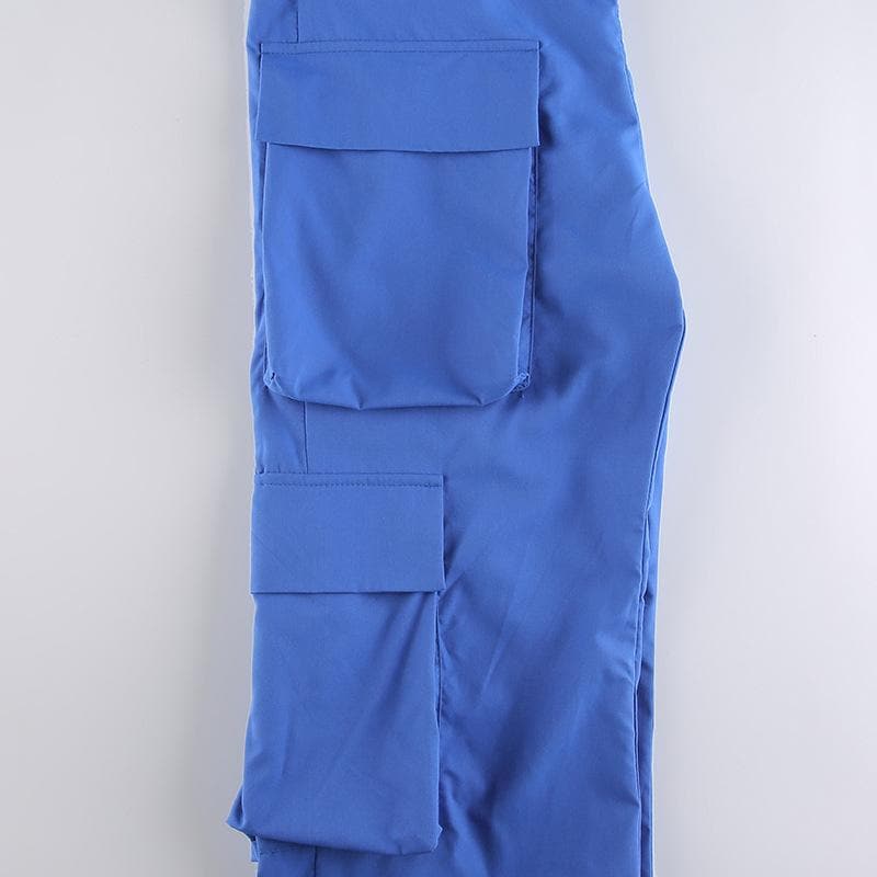 Effortless Royal Blue V-Waist Cargo Pants – Your Chic Fall Fashion Staple