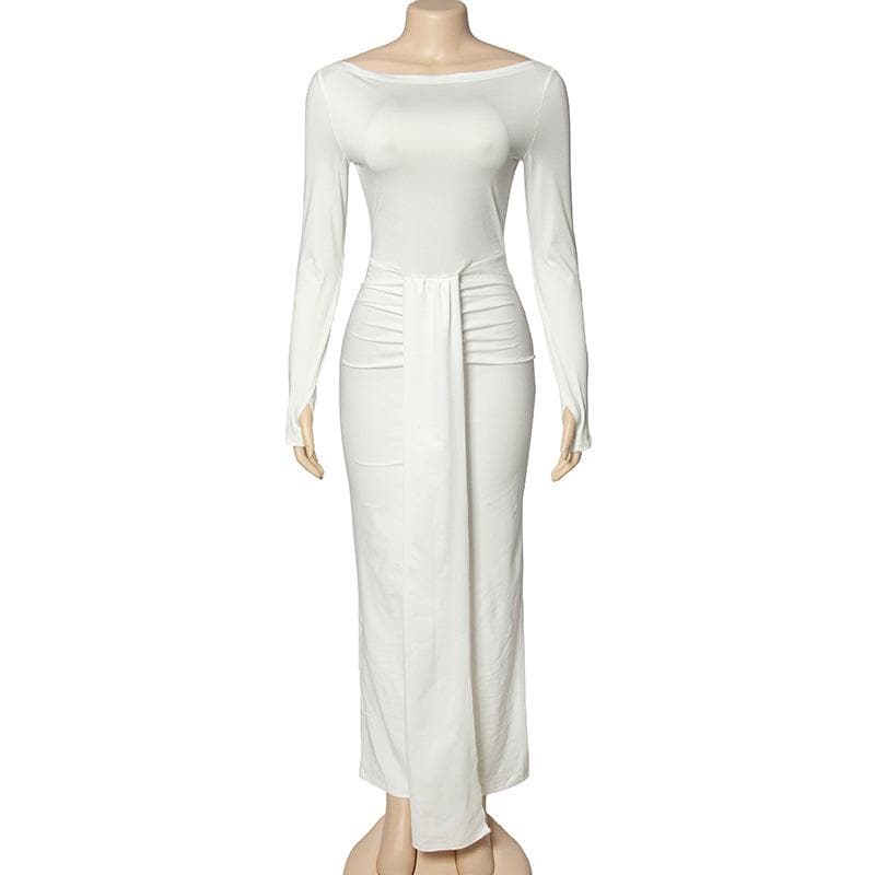 Effortless Chic: Ruched Tie-Front Long Sleeve Bodycon Maxi Dress - Your Fall & Holiday Essential